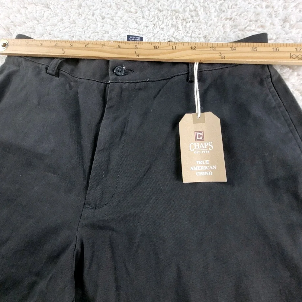 Chaps Chino Pants Mens 32x32 Black NEW True American Classic Flat Front Cotton